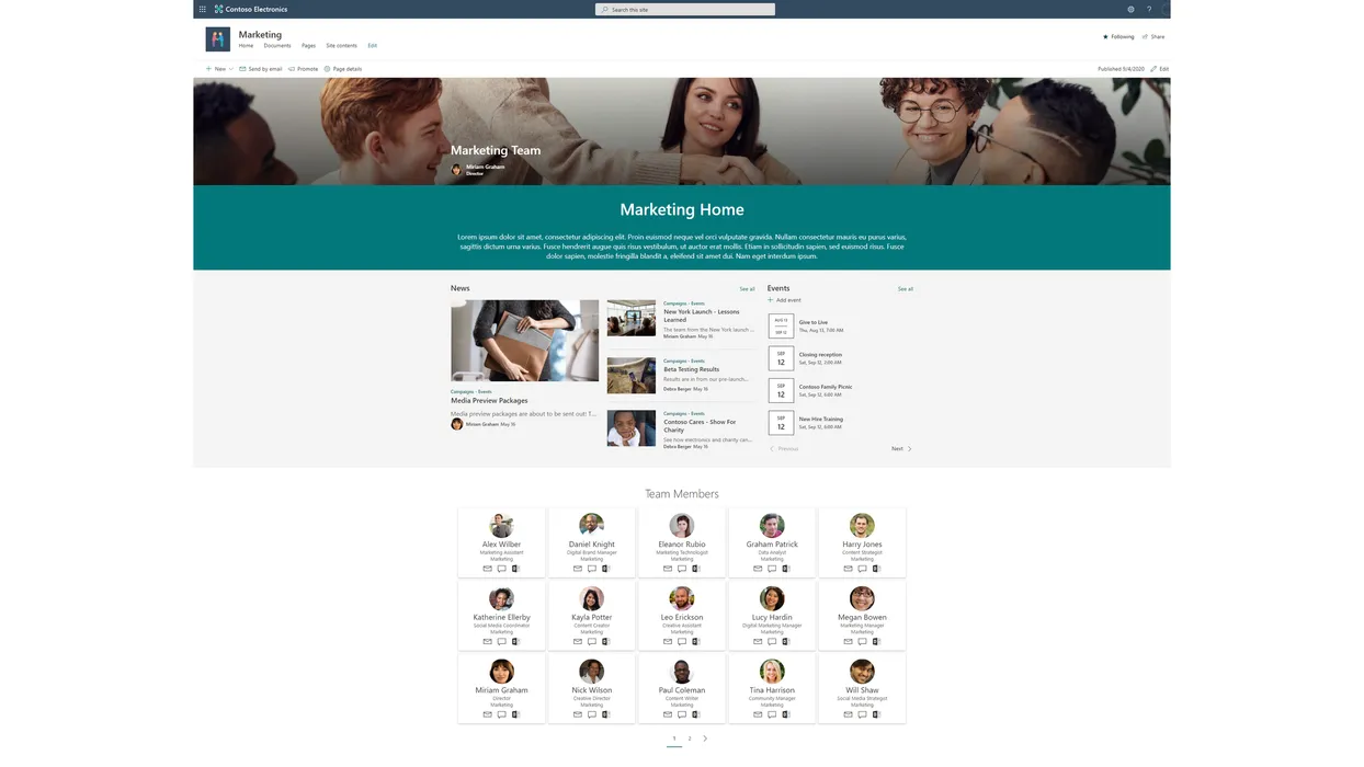 Show groups, teams and departments