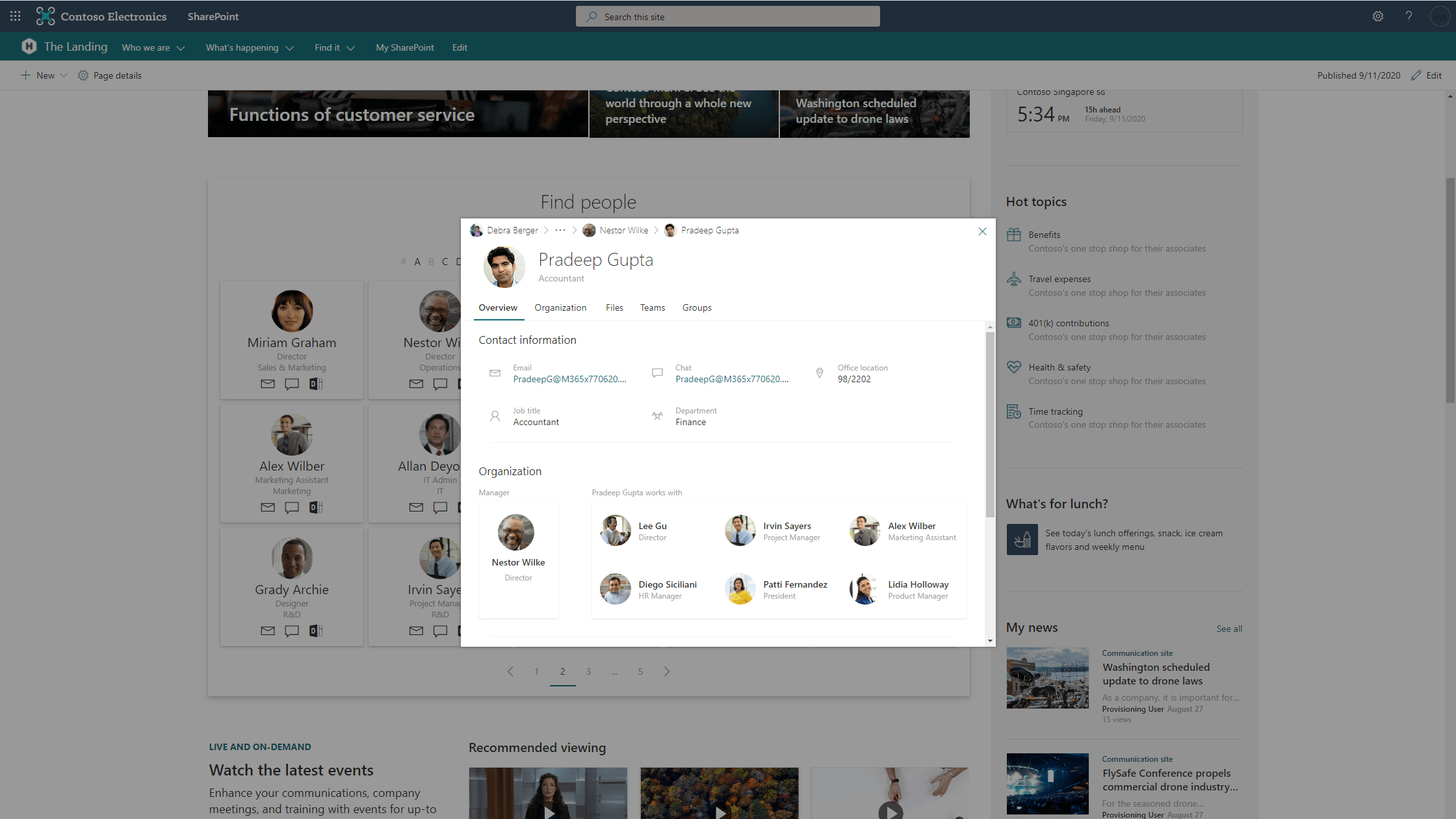 Explore a user's profiles, their relationships and teams