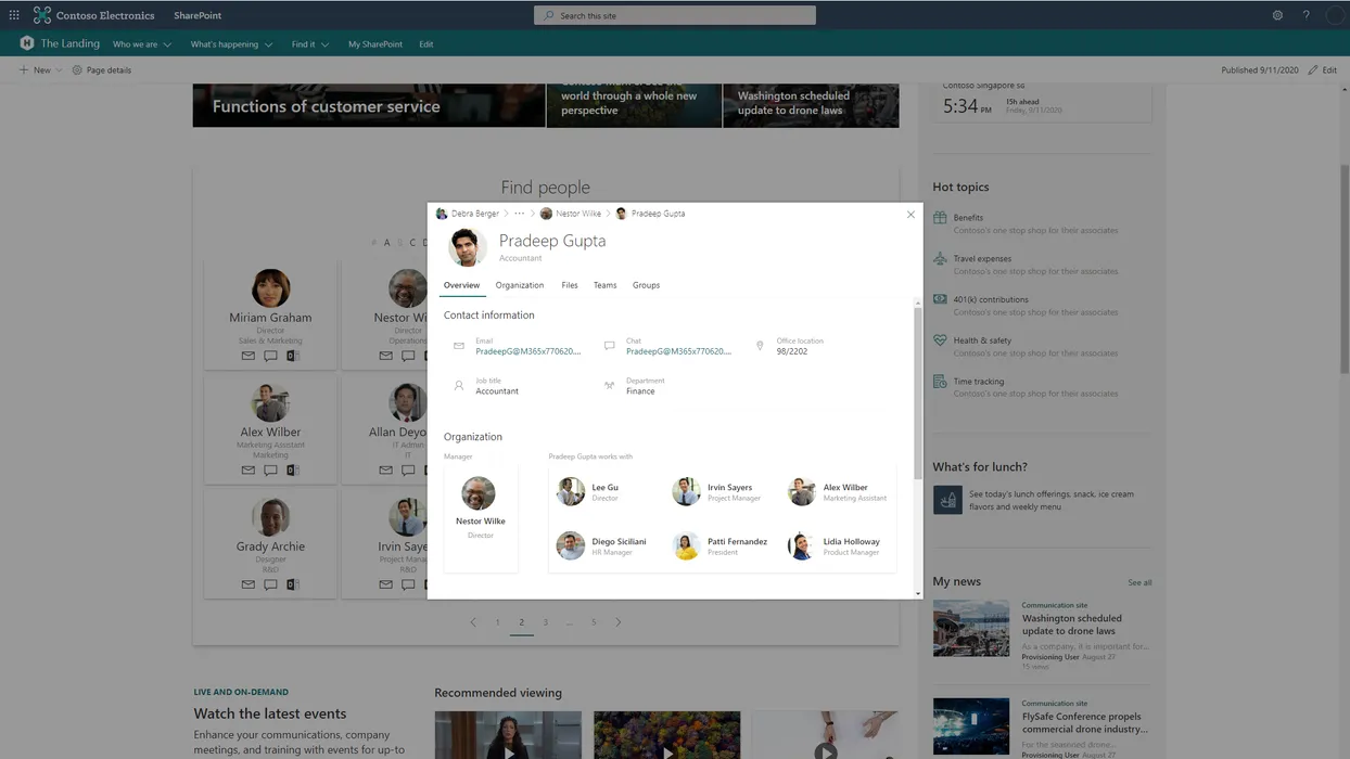 Explore a user's profiles, their relationships and teams