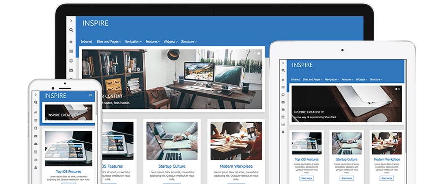 inspire.hero BindTuning Intranet Screenshot